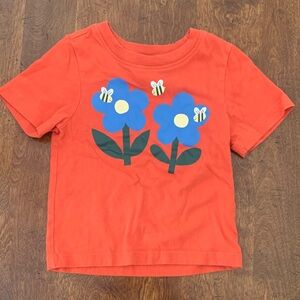 Hanna Andersson Orange Tee with Blue Floral Design
